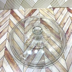 VTG PYREX 624-C CLEAR GLASS REPLACEMENT LID 8"d‎ INNER RIM ROUND 2qt A25